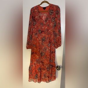 Who What Wear Coral Peasant Dress Size M NWOT